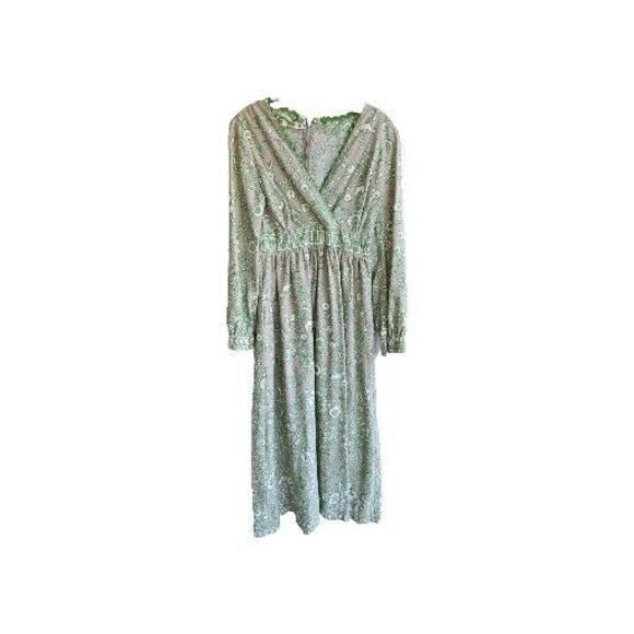 Stunning CUSTOM Vintage 1960s Dress Handmade Ine Of A Kind. Green Gray Cream - Picture 1 of 14